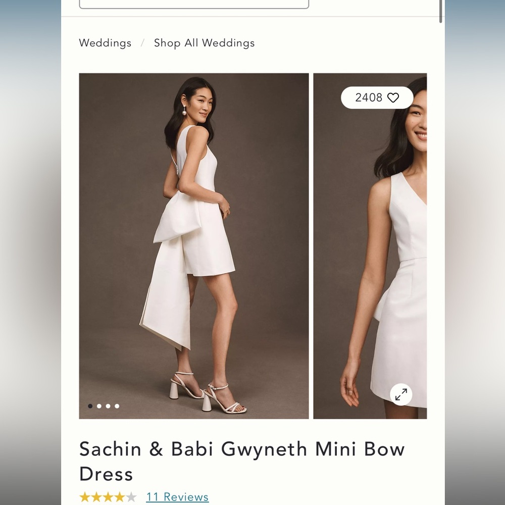 Sachin and Babi Bow Back Detachable Anthropologie Bride Dress